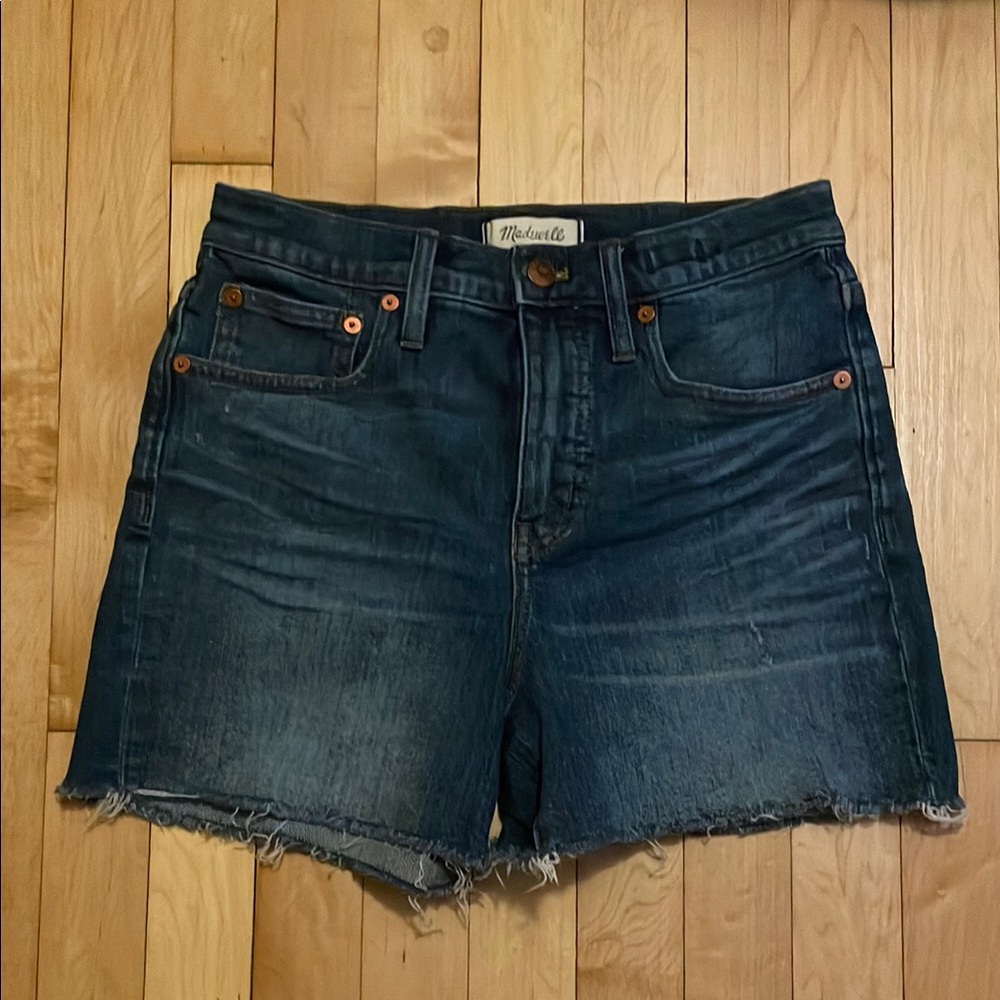 Madewell Blue Distressed Jean Shorts Cut-Off